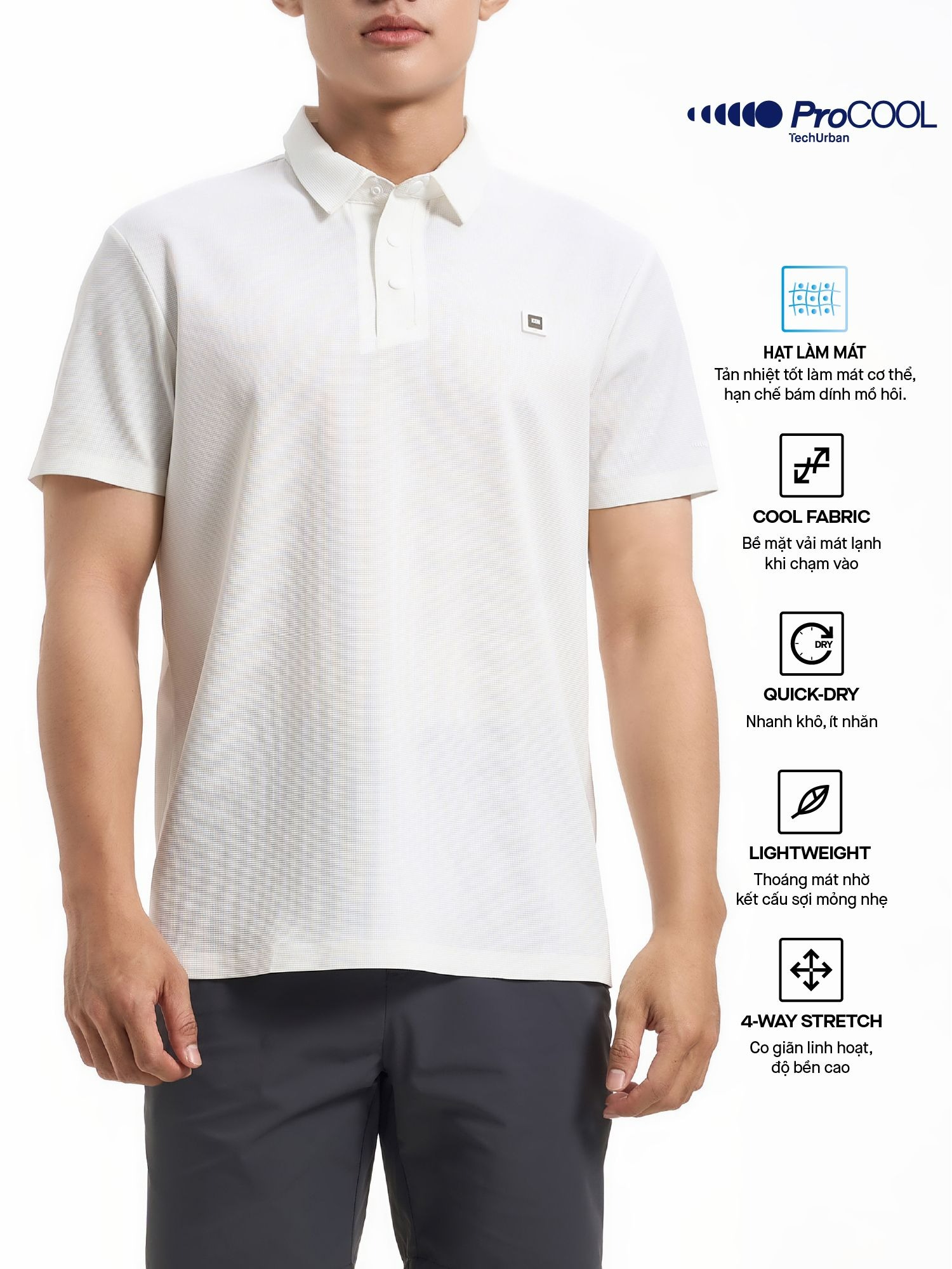 Áo Polo Nam Trơn ProCOOL Seam Sealing Form Slim