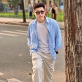 Áo Sơ Mi Bamboo Nam Tay Dài Semi Spread Caro Form Regular