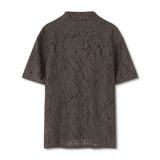 Áo Sơ Mi Cuban Nam Tay Ngắn Vải Dệt Lưới Crochet Lace Form Relax