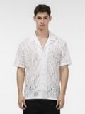 Áo Sơ Mi Cuban Nam Tay Ngắn Vải Dệt Lưới Crochet Lace Form Relax