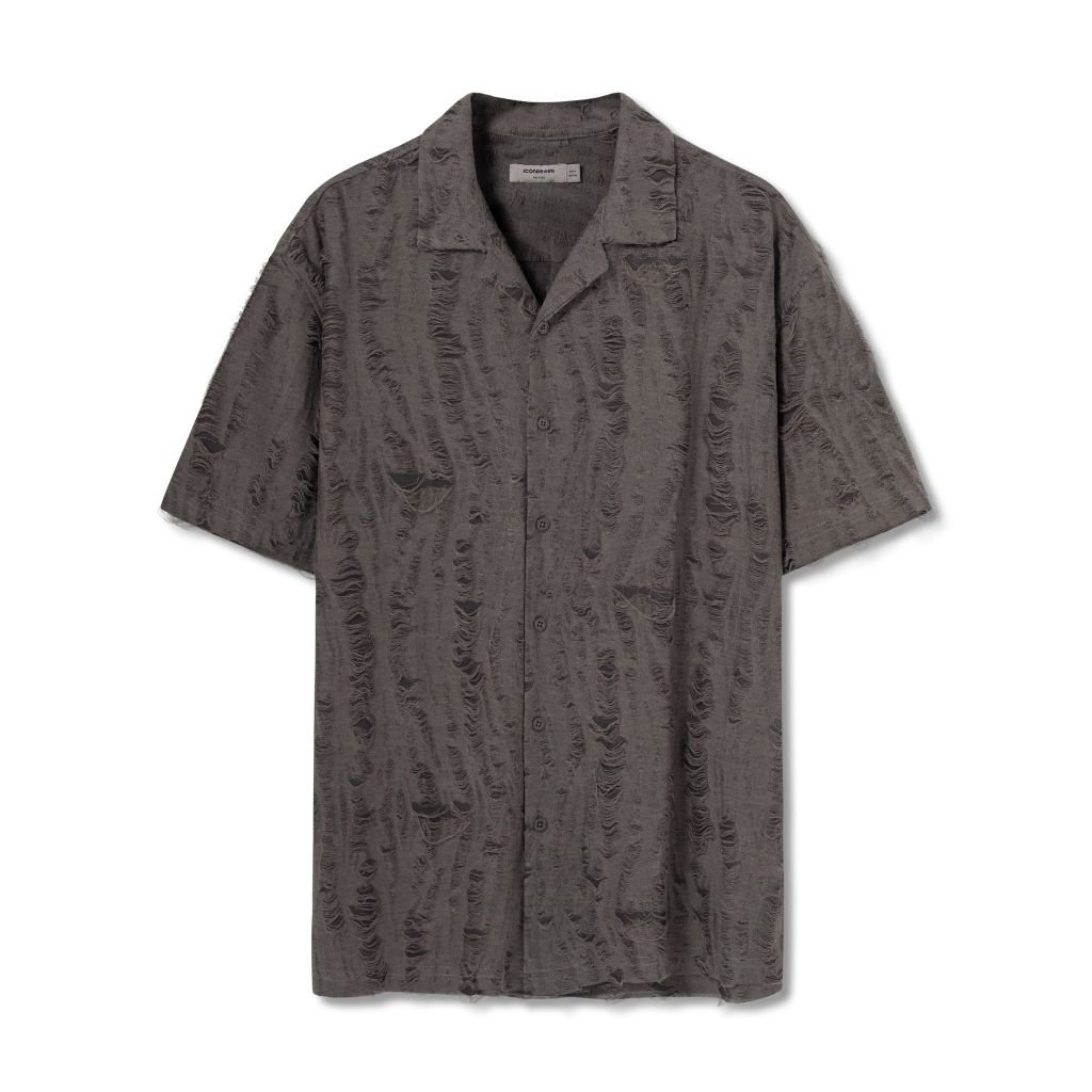 Áo Sơ Mi Cuban Torn Cotton Nam Floating Surface Form Relaxed