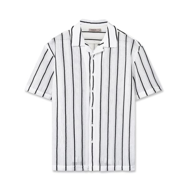 Áo Sơ Mi Cuban Vải Lưới Nam Họa Tiết Sọc Form Relaxed