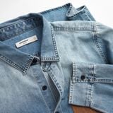 Áo Sơ Mi Denim Nam Túi Ngực Patterned Heat-Embossed Form Regular