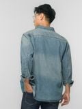 Áo Sơ Mi Denim Nam Túi Ngực Patterned Heat-Embossed Form Regular