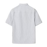 Áo Sơ Mi Oxford Nam Tay Ngắn Sọc Đen Name Tag Form Boxy