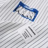 Áo Sơ Mi Oxford Nam Tay Ngắn Sọc Đen Name Tag Form Boxy