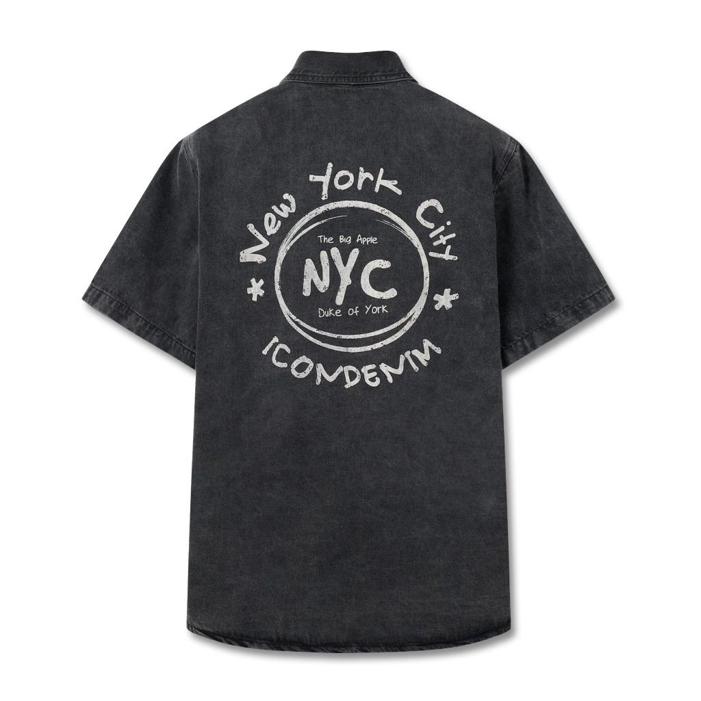 Áo Sơ Mi Denim Nam Tay Ngắn In Charm  N.Y.C Form Relax