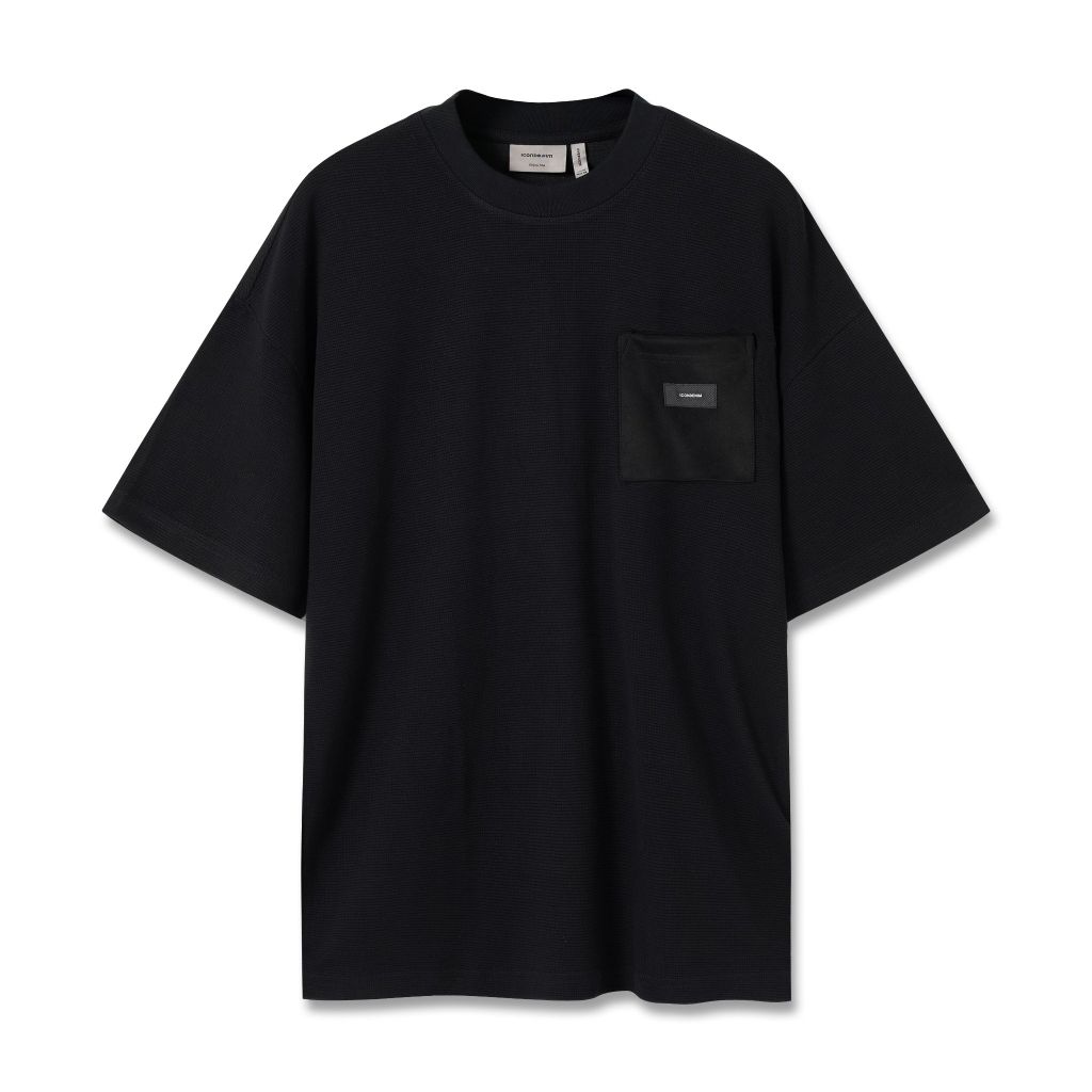 Áo Thun Nam Trơn Túi Đắp Vải Da Fusion Fabric Form Oversize