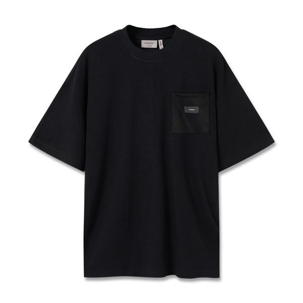 Áo Thun Nam Trơn Túi Đắp Vải Da Fusion Fabric Form Oversize