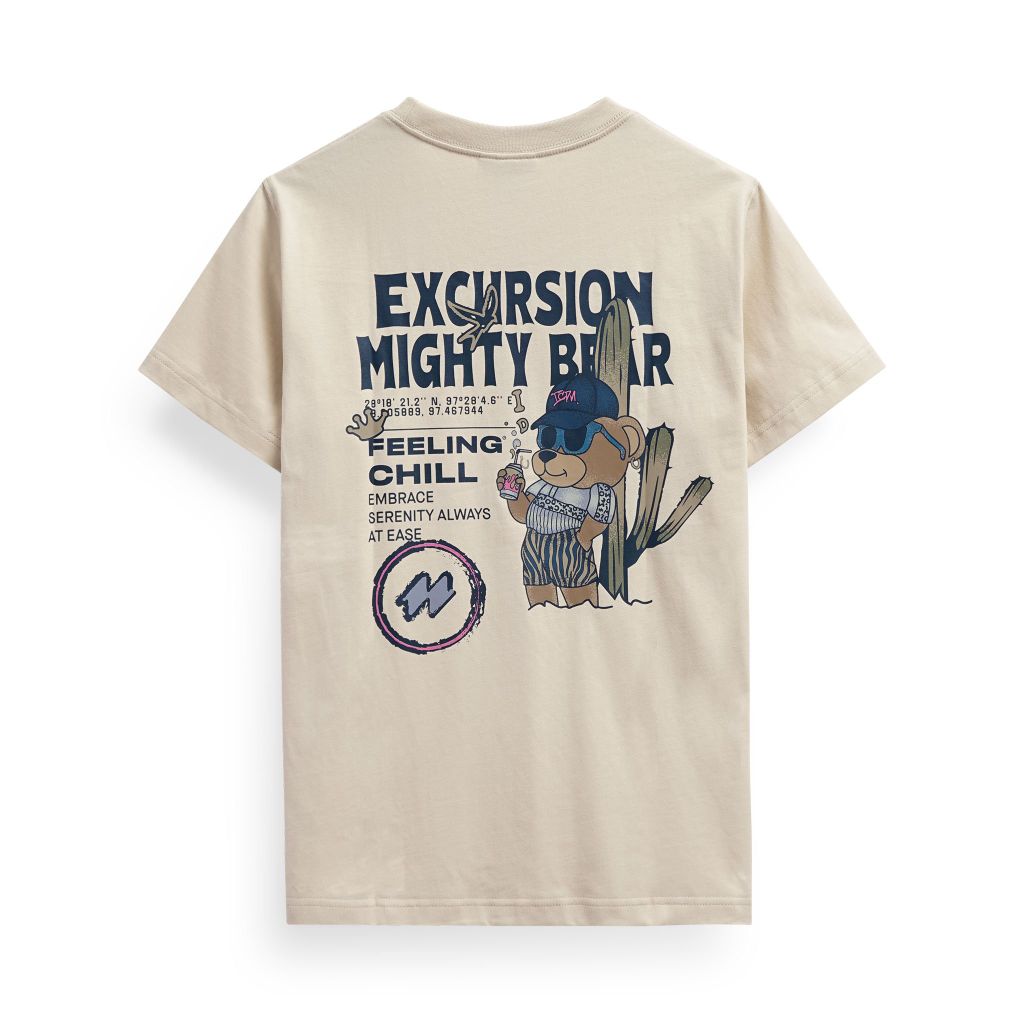 Áo Thun Nam Họa Tiết In Excursion Mighty Bear Form Regular