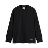 Áo Thun Nam Tay Dài Vintage Henley With Leather Detail Form Slim