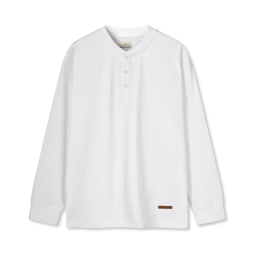 Áo Thun Nam Tay Dài Vintage Henley With Leather Detail Form Slim