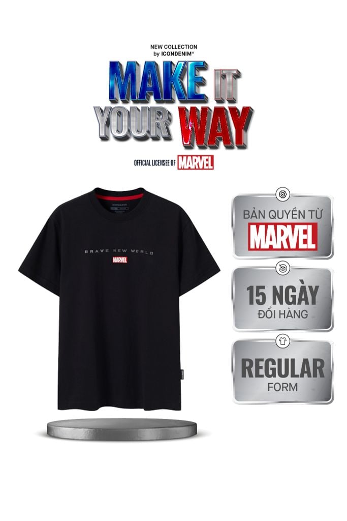 Áo Thun Nam Họa Tiết Marvel Captain Brave New World Form Regular