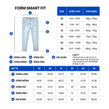 Quần Smart Jean Nam Siêu Co Dãn Xanh Nhạt Trơn Form Smart Fit