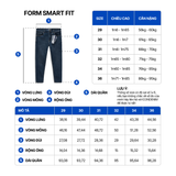 Quần Smart Jean Nam Siêu Co Dãn Xanh Đậm Trơn Form Smart Fit