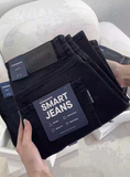 Quần Short Smart Jean Nam Siêu Co Giãn Black-Grey Form Smart Fit