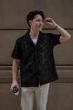 Áo Sơ Mi Cuban Nam Tay Ngắn Vải Dệt Lưới Crochet Lace Form Relax