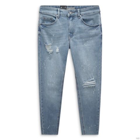 Quần Jeans Skinny Torn Blue Wash