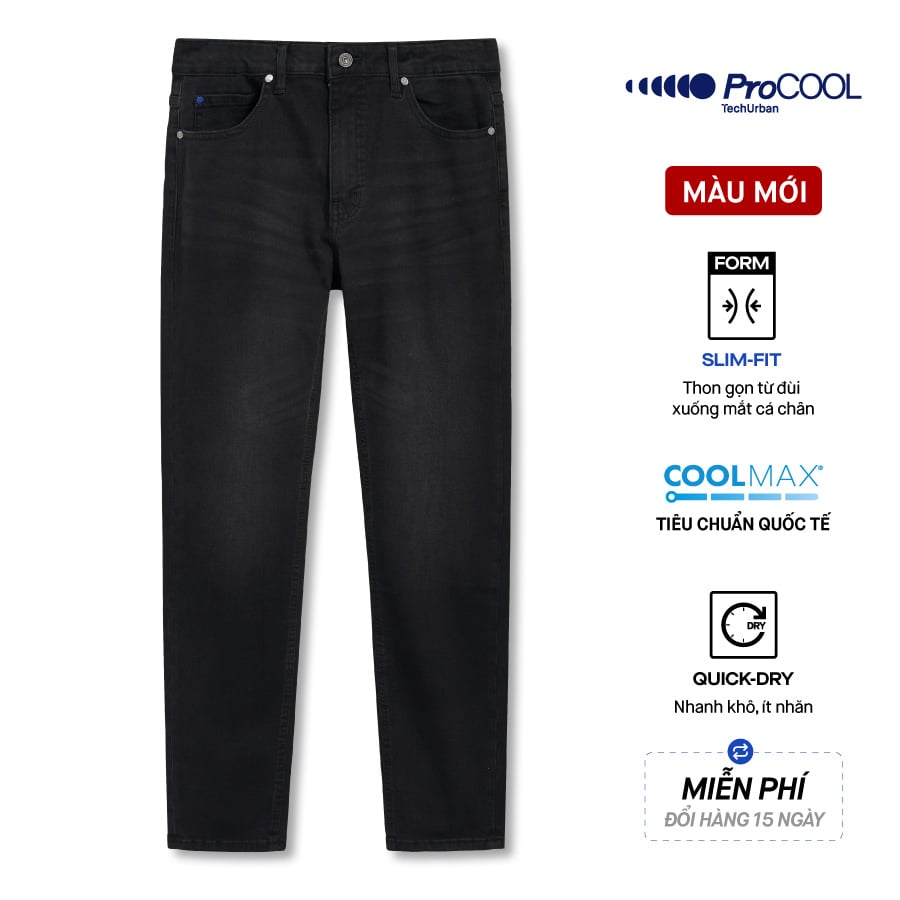 Quần Jeans Nam Siêu Mát Ống Ôm ProCOOL Dark Grey Form Slim Fit