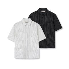 Áo Sơ Mi Nam Tay Ngắn Crinkle Stripe Form Boxy