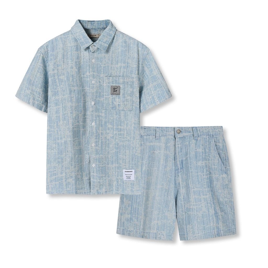 Set Đồ Ngắn Jacquard Jean Nam Form Regular