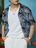 Áo Sơ Mi Cuban Twill Nam Tay Ngắn Họa Tiết In Floral Threads Form Relaxed