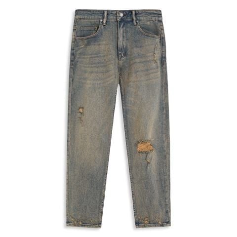 Quần Jeans Slimfit Brown Faded Ripped Detail