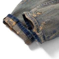 Quần Jeans Slimfit Brown Faded Ripped Detail