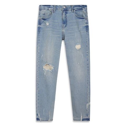 Quần Jeans Slim-fit Light Blue Wash Ripped