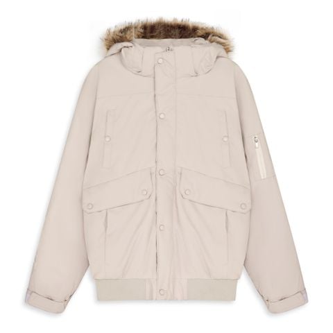 Áo Khoác Phao Puffer Faux Fur Hooded