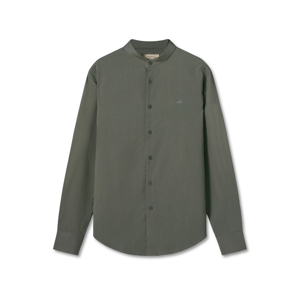 Áo Sơ Mi Linen Nam Tay Dài Cổ Trụ Form Regular