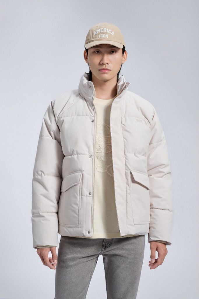 Áo Khoác Phao Nam Chần Bông Cổ Đứng Puffer Coat Form Regular