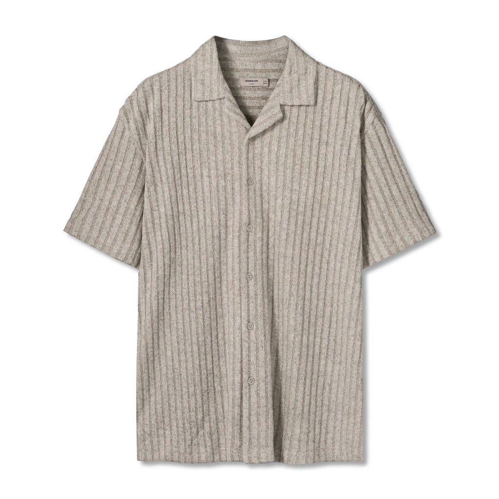 Áo Sơ Mi Cuban Vải Dệt Nam Raised Velvet Stripe Form Relaxed