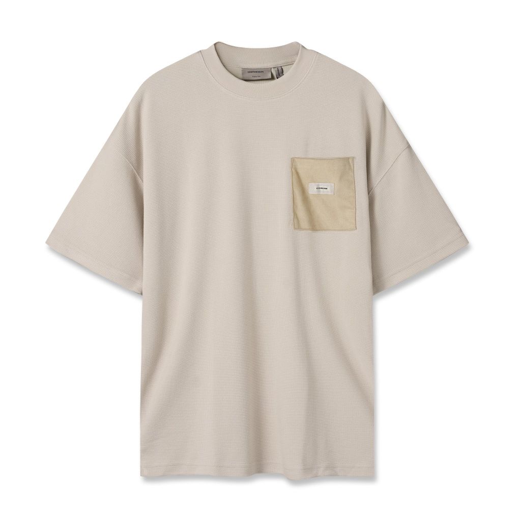 Áo Thun Nam Trơn Túi Đắp Vải Da Fusion Fabric Form Oversize