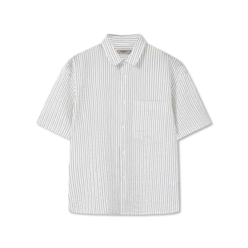 Áo Sơ Mi Nam Tay Ngắn Crinkle Stripe Form Boxy