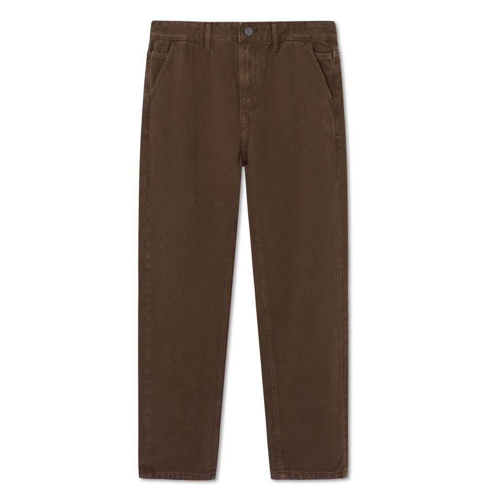 Quần Kaki Nam Garment Dye With Leather Detail Form Straight