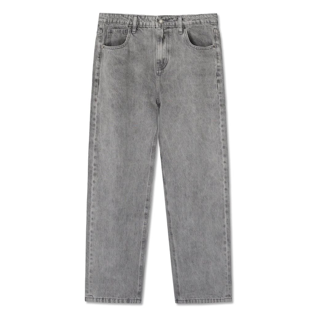 Quần Jean Nam Xám Trắng Ống Suông Dirt Wash Form Baggy