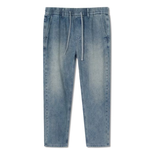 Quần Jean Nam Dài Lưng Thun Faded Wash Form Baggy