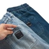 Quần Jean Nam Dài Lưng Thun Faded Wash Form Baggy