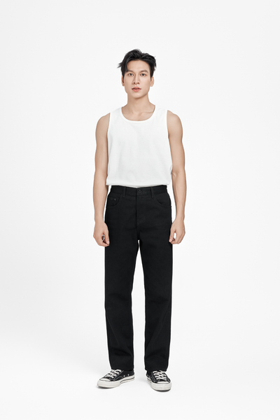 Quần Jean Nam Siêu Nhẹ Ống Suông Đen ICON105 Form Straight