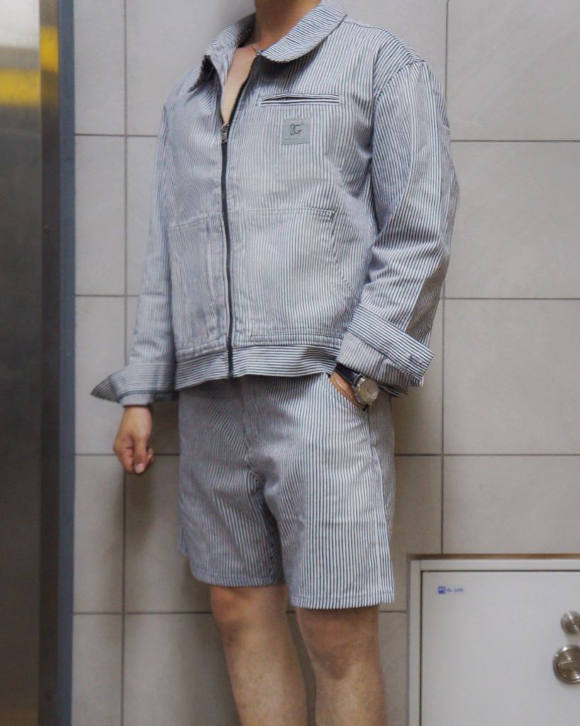 Quần Short Denim Nam Striped Utility Form Regular