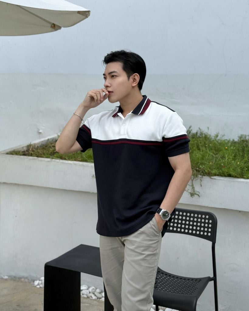 Áo Polo Nam Phối Màu Sleeves Colors Mixed Form Oversized