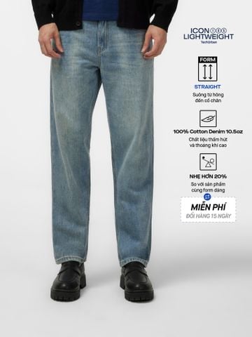 Quần Jean Nam Siêu Nhẹ Ống Suông Xanh Nhạt ICON105 Form Straight