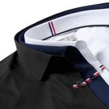 Áo Sơ Mi Poly Spandex Nam Tay Dài Trơn Phối Subtle Stripe Form Slim