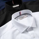 Áo Sơ Mi Poly Spandex Nam Tay Dài Trơn Phối Subtle Stripe Form Slim