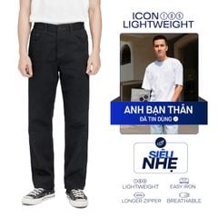 Quần Jean Nam Siêu Nhẹ Ống Suông Đen ICON105 Form Straight