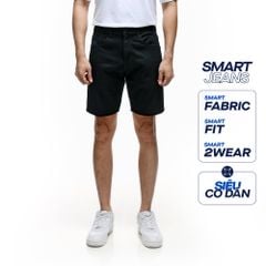 Quần Short Smart Jean Nam Siêu Co Giãn Black-Grey Form Smart Fit