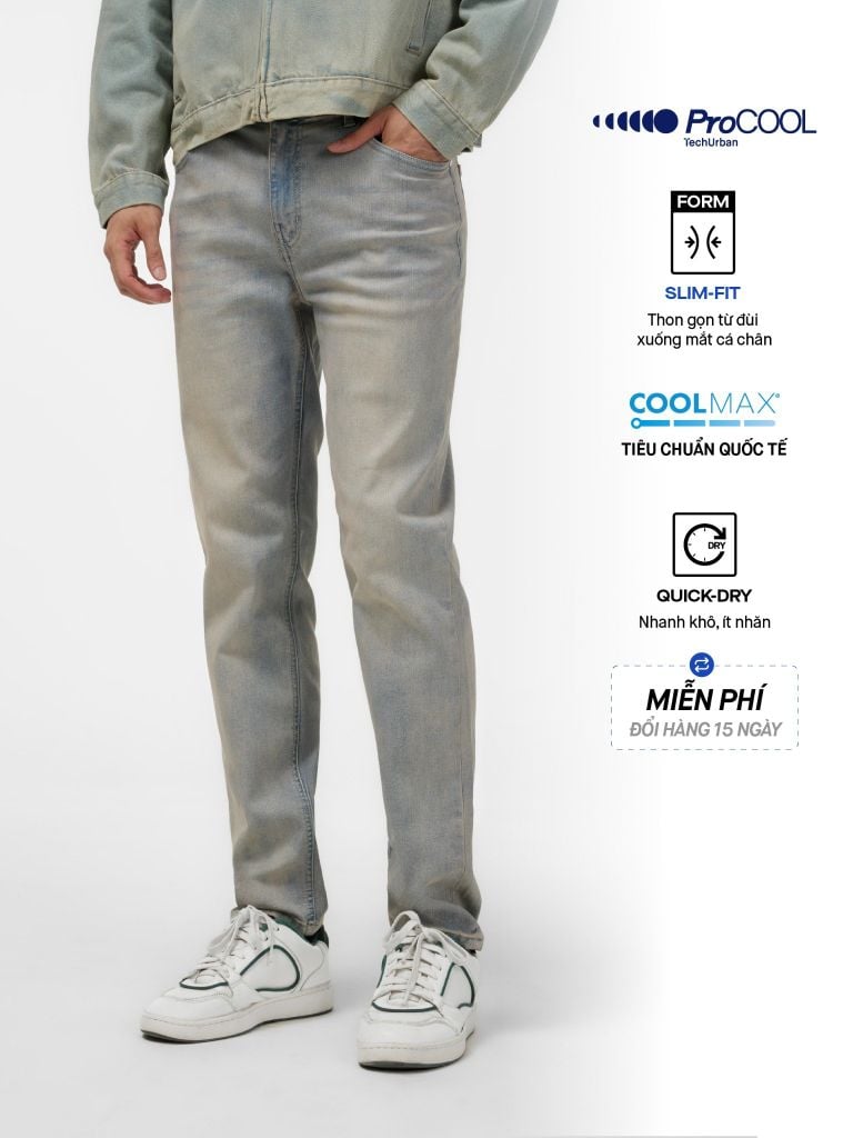 Quần Jean Nam Siêu Mát Ống Ôm ProCOOL Sand Blue Form Slim Fit
