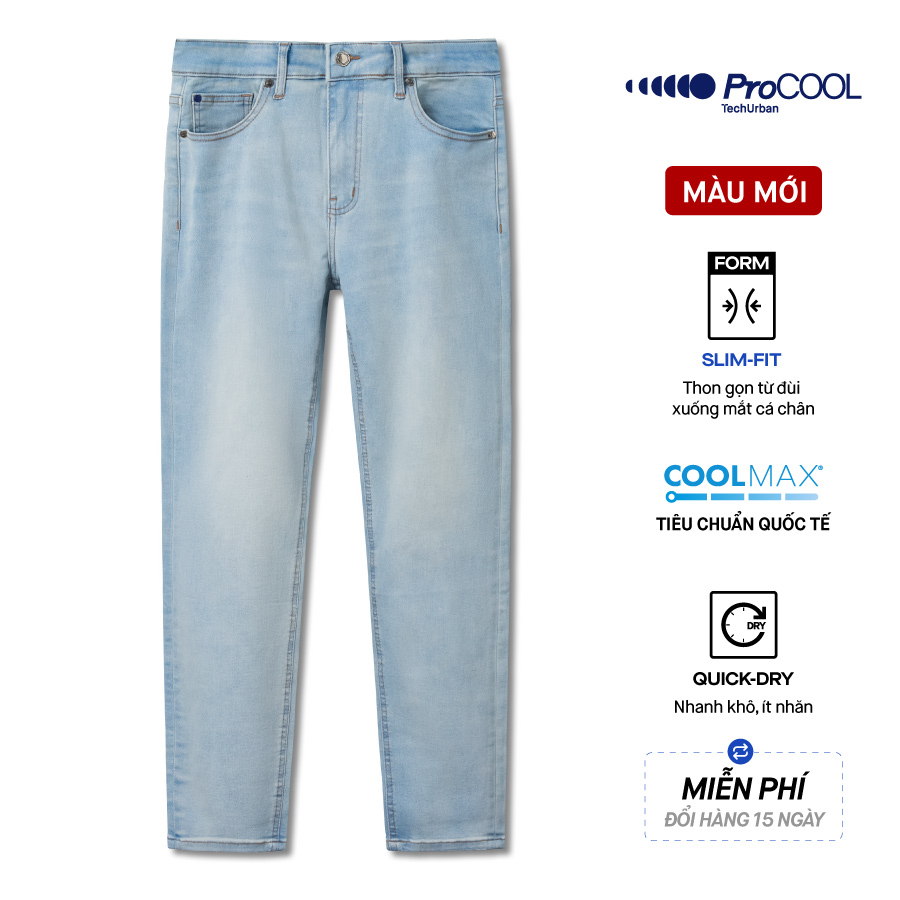 Quần Jeans Nam Siêu Mát Ống Ôm ProCOOL Bright Sky Blue Form Slim