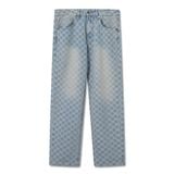 Quần Jean Nam Xanh Nhạt Ống Suông Checkered Jacquard Form Straight